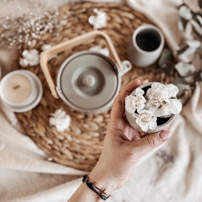 Ceramiczny zestaw dzbanek z dwoma kubkami miętowy