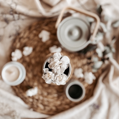 Ceramiczny zestaw dzbanek z dwoma kubkami miętowy